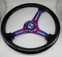 Load image into Gallery viewer, Brand New 350mm 14&quot; Universal JDM Spoon Sports Racer Deep Dish ABS Racing Steering Wheel Black With Neo-Chrome Spoke