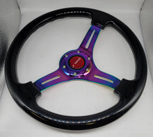 Load image into Gallery viewer, Brand New 350mm 14&quot; Universal TRD Deep Dish ABS Racing Steering Wheel Black With Neo-Chrome Spoke