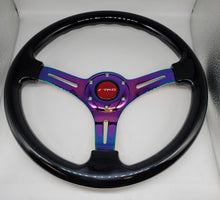 Load image into Gallery viewer, Brand New 350mm 14&quot; Universal TRD Deep Dish ABS Racing Steering Wheel Black With Neo-Chrome Spoke