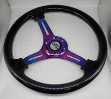 Load image into Gallery viewer, Brand New 350mm 14&quot; Universal Mugen Deep Dish ABS Racing Steering Wheel Black With Neo-Chrome Spoke