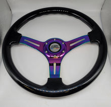 Load image into Gallery viewer, Brand New 350mm 14&quot; Universal Mugen Deep Dish ABS Racing Steering Wheel Black With Neo-Chrome Spoke
