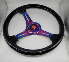 Load image into Gallery viewer, Brand New 350mm 14&quot; Universal Mugen Deep Dish ABS Racing Steering Wheel Black With Neo-Chrome Spoke