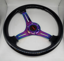 Load image into Gallery viewer, Brand New 350mm 14&quot; Universal JDM TRD Deep Dish ABS Racing Steering Wheel Black With Neo-Chrome Spoke