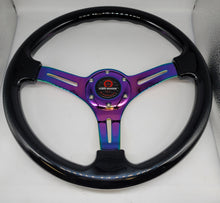 Load image into Gallery viewer, Brand New 350mm 14&quot; Universal JDM Mugen Deep Dish ABS Racing Steering Wheel Black With Neo-Chrome Spoke