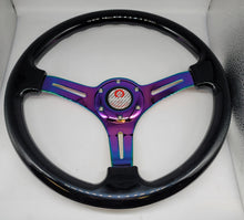 Load image into Gallery viewer, Brand New 350mm 14&quot; Universal JDM Mugen Racer Deep Dish ABS Racing Steering Wheel Black With Neo-Chrome Spoke