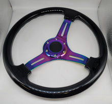 Load image into Gallery viewer, Brand New 350mm 14&quot; Universal JDM Deep Dish ABS Racing Steering Wheel Black With Neo-Chrome Spoke