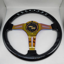 Load image into Gallery viewer, Brand New 350mm 14&quot; Universal JDM Deep Dish ABS Racing Steering Wheel Black With Neo-Chrome Spoke