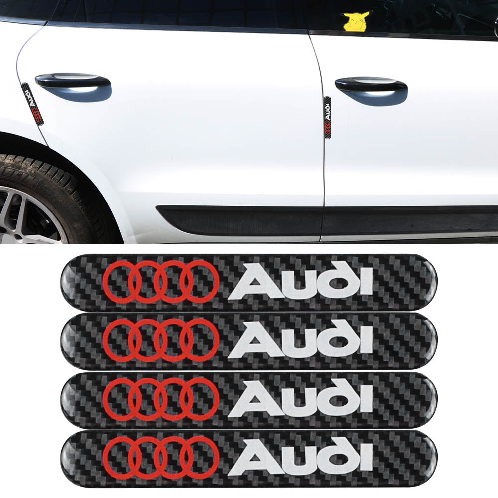 Brand New 4PCS AUDI Real Carbon Fiber Black Car Trunk Side Fenders Door Badge Scratch Guard Sticker