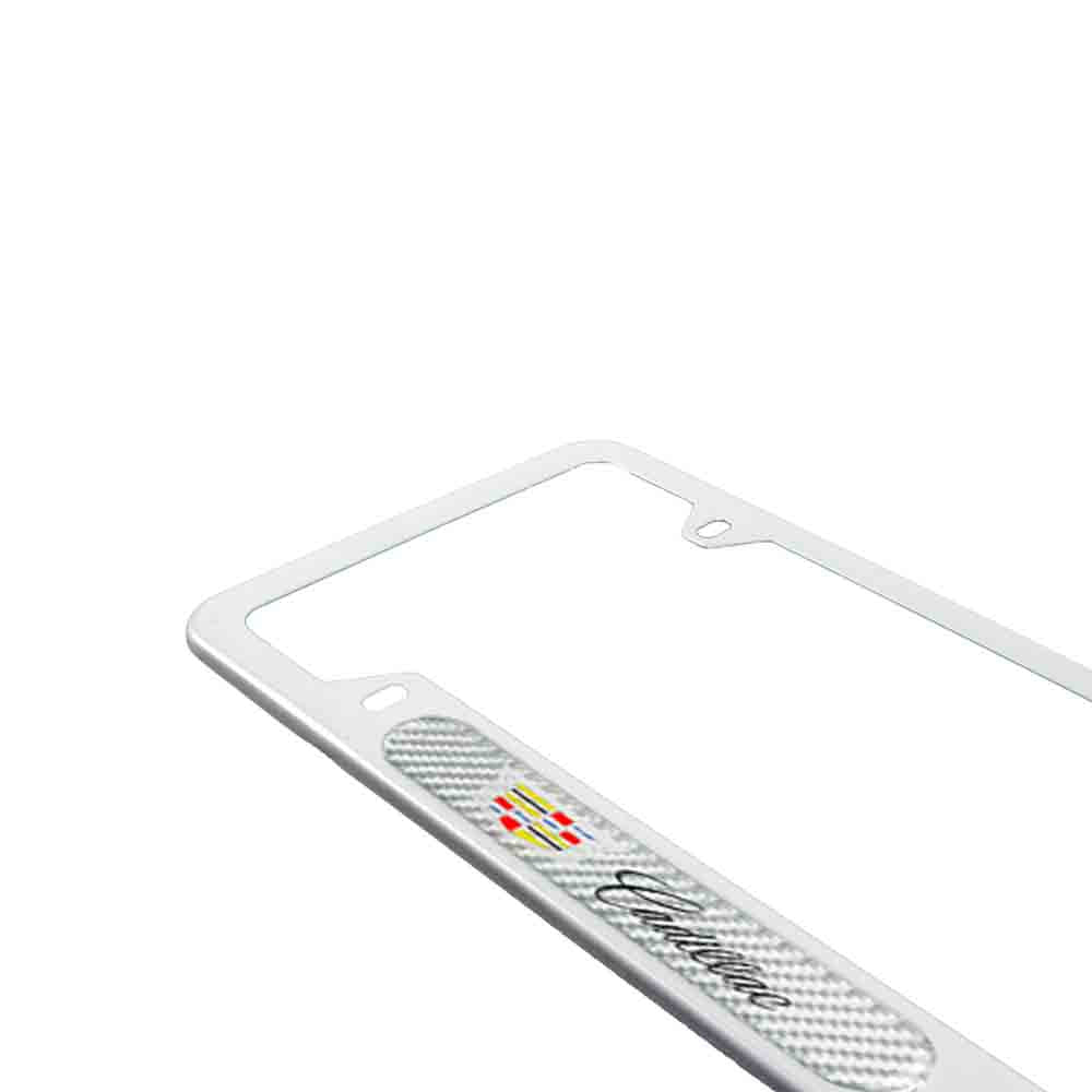 Brand New Universal 2PCS Cadillac Silver Metal License Plate Frame