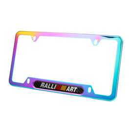 Brand New Universal 1PCS Ralliart Neo Chrome Metal License Plate Frame