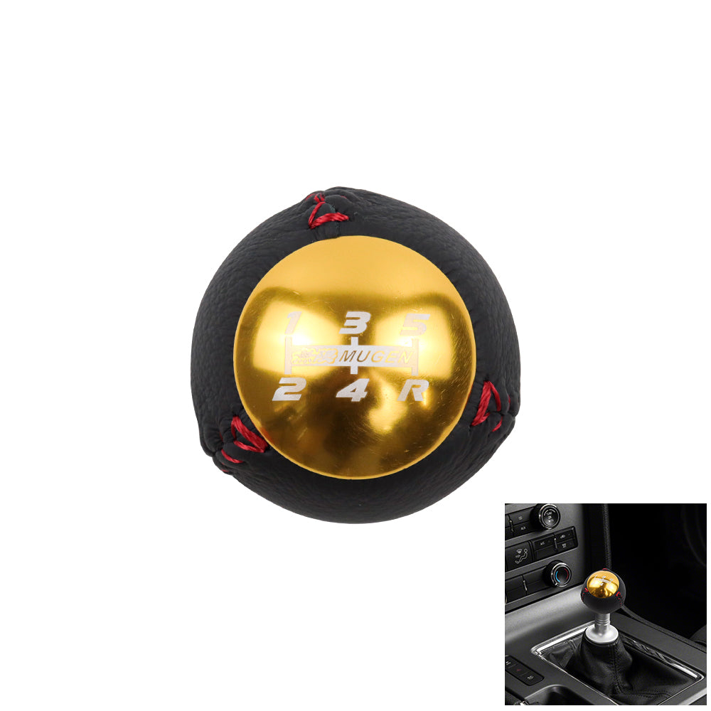 BRAND NEW JDM Mugen Leather 5 Speed Shift Knob Gold HONDA CRZ Type R Civic FA5 FG2 SI