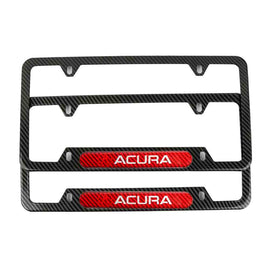Brand New Universal 2PCS Acura Carbon Fiber Look Metal License Plate Frame