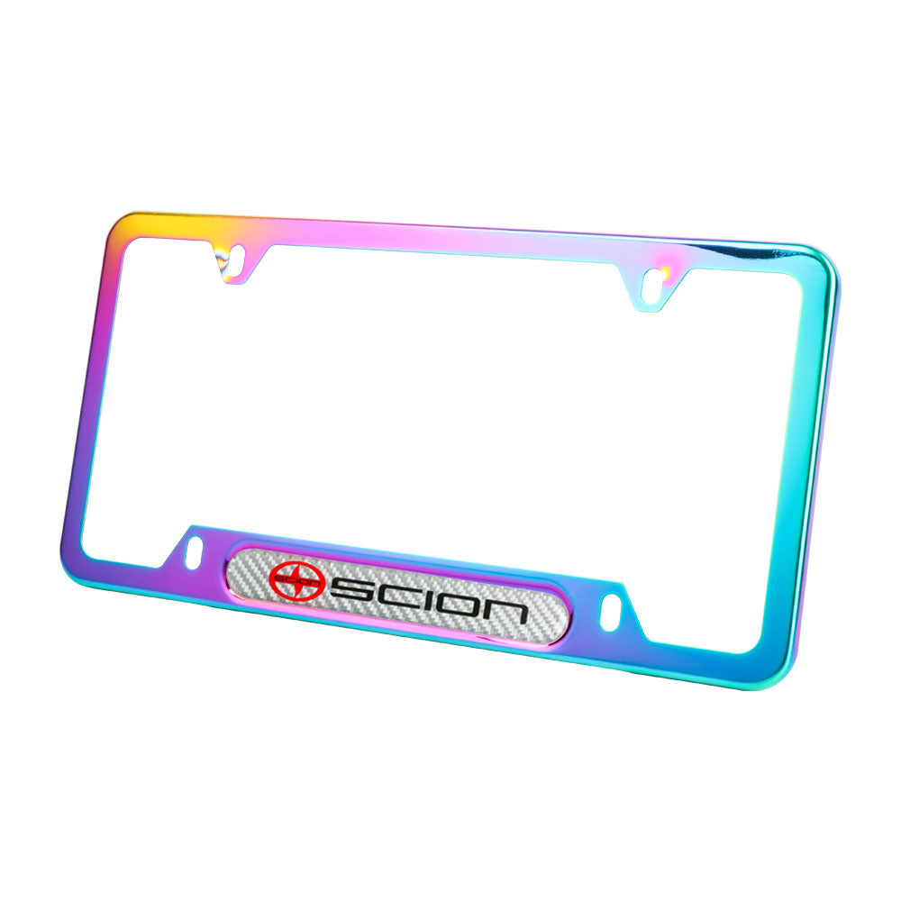 Brand New Universal 2PCS Scion Neo Chrome Metal License Plate Frame
