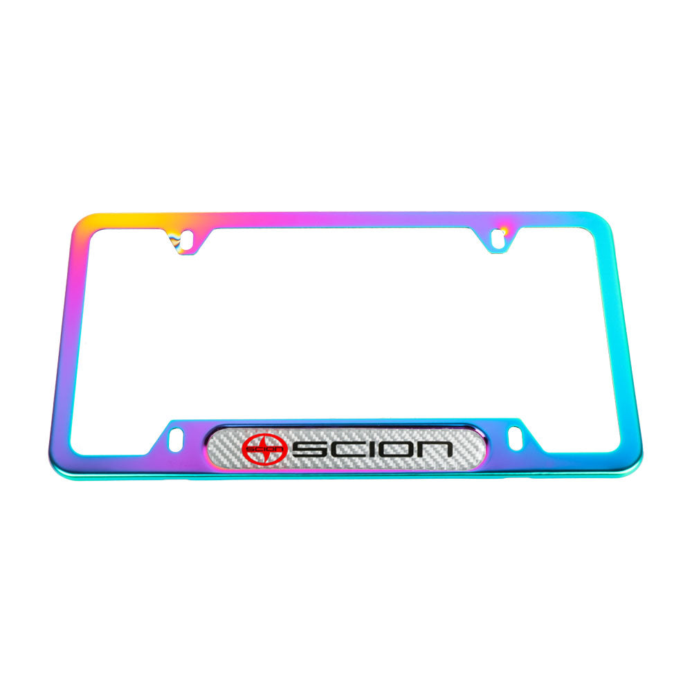 Brand New Universal 2PCS Scion Neo Chrome Metal License Plate Frame