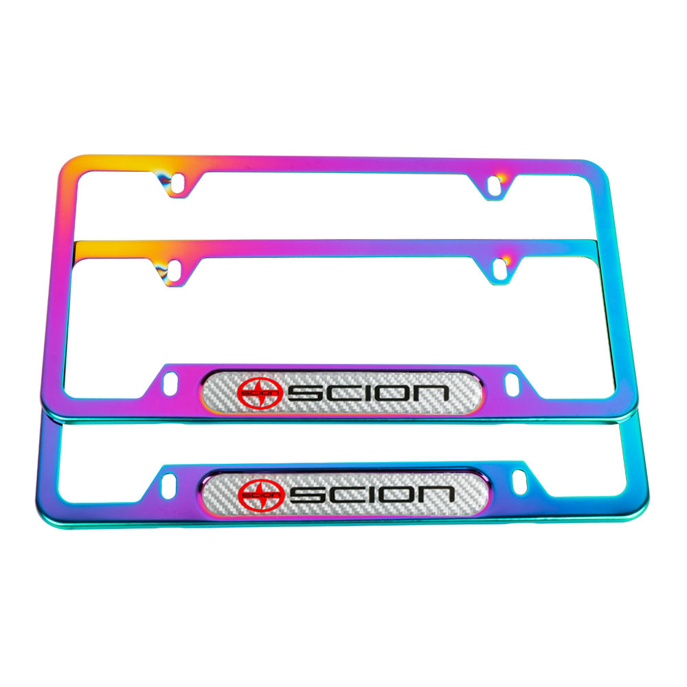 Brand New Universal 2PCS Scion Neo Chrome Metal License Plate Frame