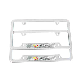 Brand New Universal 2PCS Cadillac Silver Metal License Plate Frame