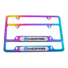 Brand New Universal 2PCS Mopar Neo Chrome Metal License Plate Frame