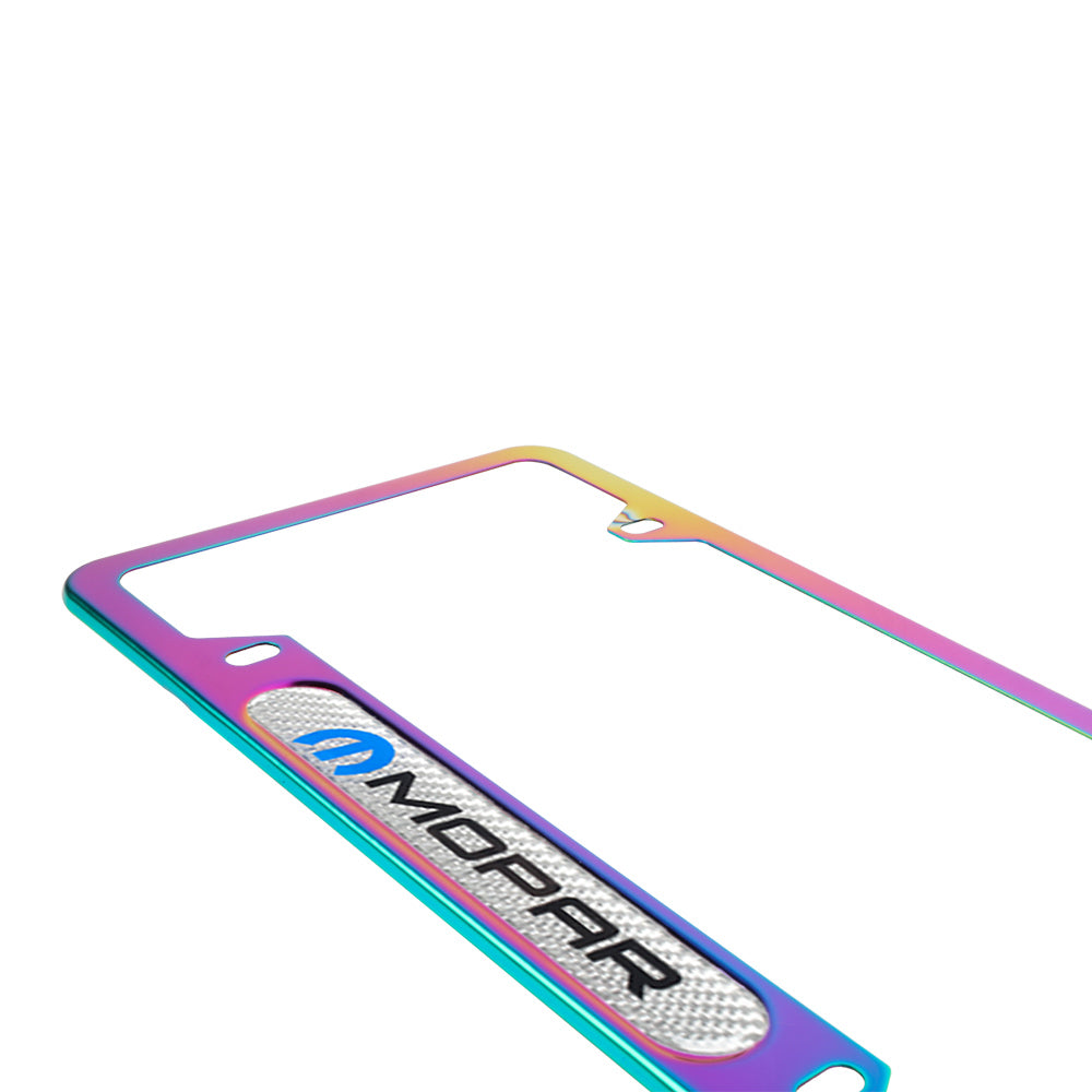 Brand New Universal 2PCS Mopar Neo Chrome Metal License Plate Frame