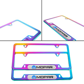 Brand New Universal 2PCS Mopar Neo Chrome Metal License Plate Frame