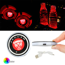 Load image into Gallery viewer, BRAND NEW UNIVERSAL V2 2PCS JAGUAR FACE Switchable Seven Colorful LED Car Cup Holder Mat Coaster Pad