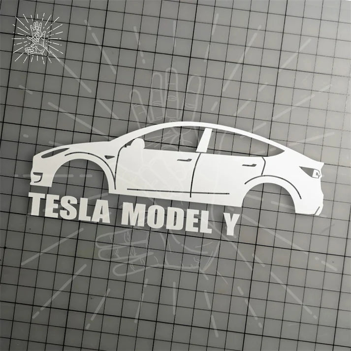 Brand New Tesla Model Y Car Window Vinyl Decal White Windshield Sticker 2" x4.25
