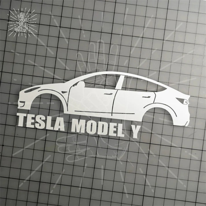 Brand New Tesla Model Y Car Window Vinyl Decal White Windshield Sticker 2" x4.25