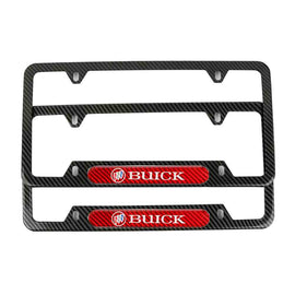 Brand New Universal 2PCS Buick Carbon Fiber Look Metal License Plate Frame