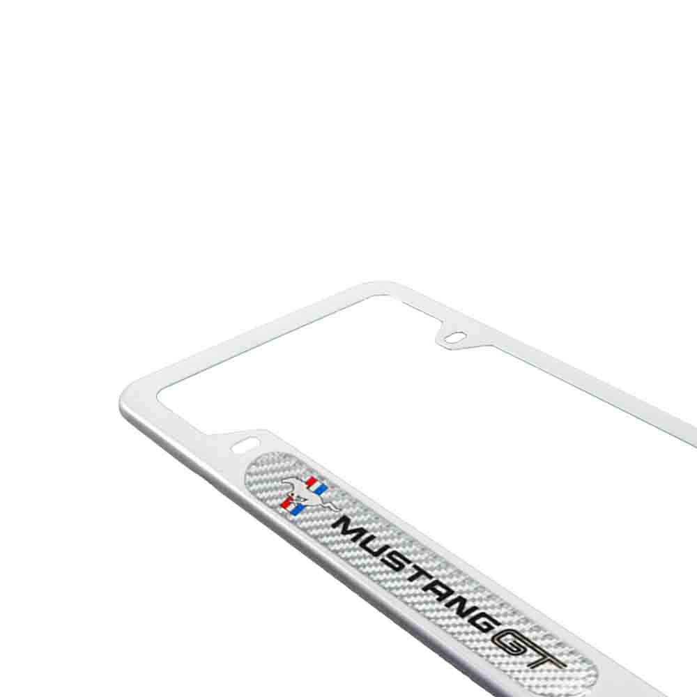 Brand New Universal 2PCS Ford Mustang GT Silver Metal License Plate Frame