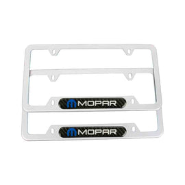 Brand New Universal 2PCS Mopar Silver Metal License Plate Frame