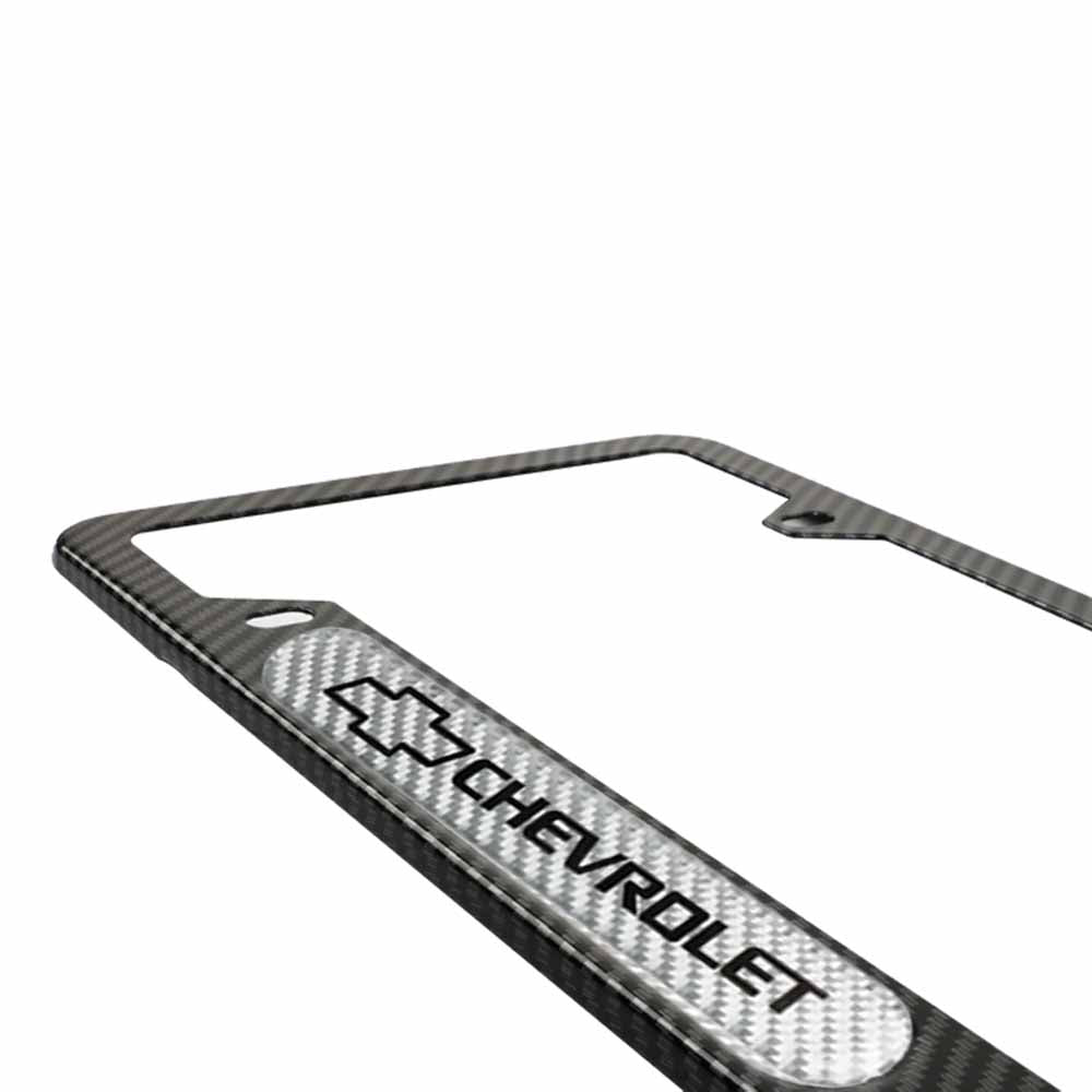 Brand New Universal 2PCS CHEVROLET Carbon Fiber Look Metal License Plate Frame
