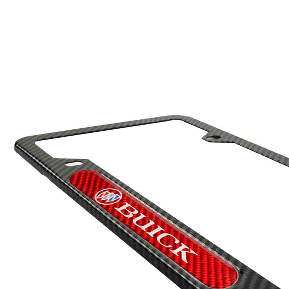 Brand New Universal 2PCS Buick Carbon Fiber Look Metal License Plate Frame