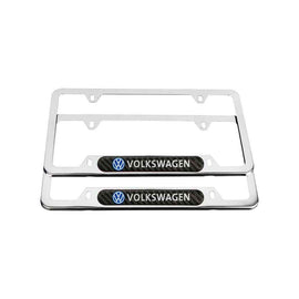 Brand New Universal 2PCS VOLKSWAGEN Chrome Metal License Plate Frame
