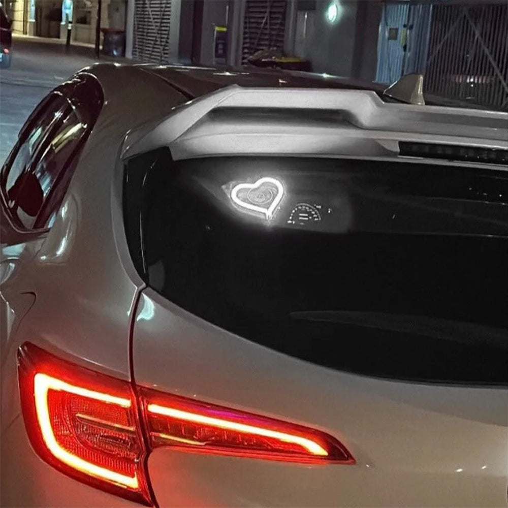 BRAND NEW UNIVERSAL LOVE HEART WHITE LED Neon Flash Light Car Window Glow Electric Remote Control Lamp