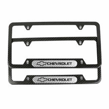 Load image into Gallery viewer, Brand New Universal 2PCS CHEVROLET Carbon Fiber Look Metal License Plate Frame