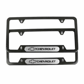 Brand New Universal 2PCS CHEVROLET Carbon Fiber Look Metal License Plate Frame