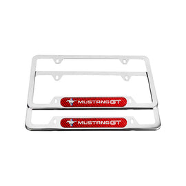 Brand New Universal 2PCS FORD MUSTANG GT Chrome Metal License Plate Frame