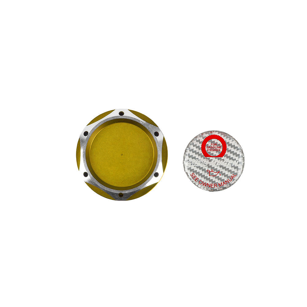Brand New Jdm Gold Engine Oil Cap With Real Carbon Fiber Mugen Sticker Emblem For Honda / Acura