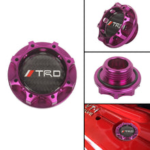 Load image into Gallery viewer, Brand New Toyota TRD Real Carbon Fiber Sticker ALUMNIUM Purple Billet Engine Oil FILLER Cap Toyota