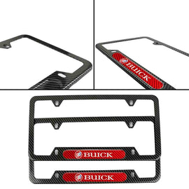 Brand New Universal 2PCS Buick Carbon Fiber Look Metal License Plate Frame