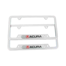 Brand New Universal 2PCS Acura Silver Metal License Plate Frame