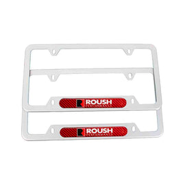 Brand New Universal 2PCS Roush Performance Silver Metal License Plate Frame