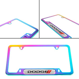 Brand New Universal 1PCS Dodge Neo Chrome Metal License Plate Frame