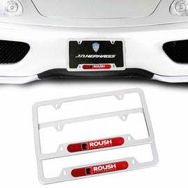Brand New Universal 2PCS Roush Performance Silver Metal License Plate Frame