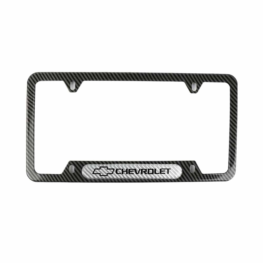 Brand New Universal 2PCS CHEVROLET Carbon Fiber Look Metal License Plate Frame