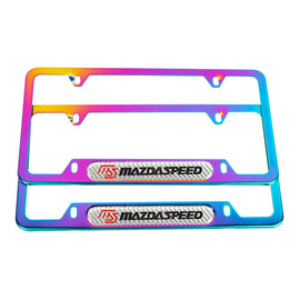 Brand New Universal 2PCS Mazdaspeed Neo Chrome Metal License Plate Frame
