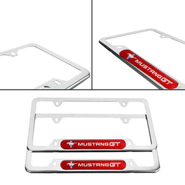 Brand New Universal 2PCS FORD MUSTANG GT Chrome Metal License Plate Frame