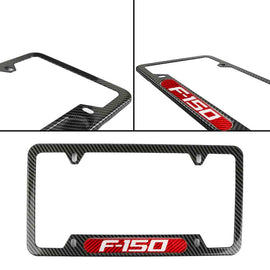 Brand New Universal 1PCS F-150 Carbon Fiber Look Metal License Plate Frame