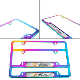 Brand New Universal 2PCS Cadillac Neo Chrome Metal License Plate Frame