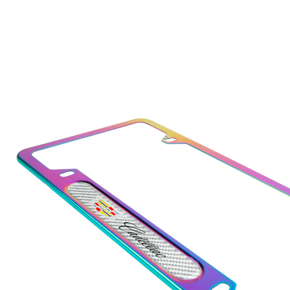 Brand New Universal 2PCS Cadillac Neo Chrome Metal License Plate Frame
