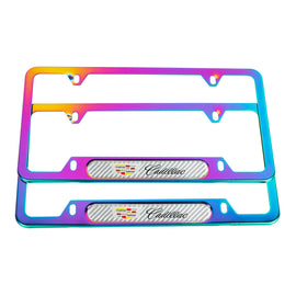 Brand New Universal 2PCS Cadillac Neo Chrome Metal License Plate Frame